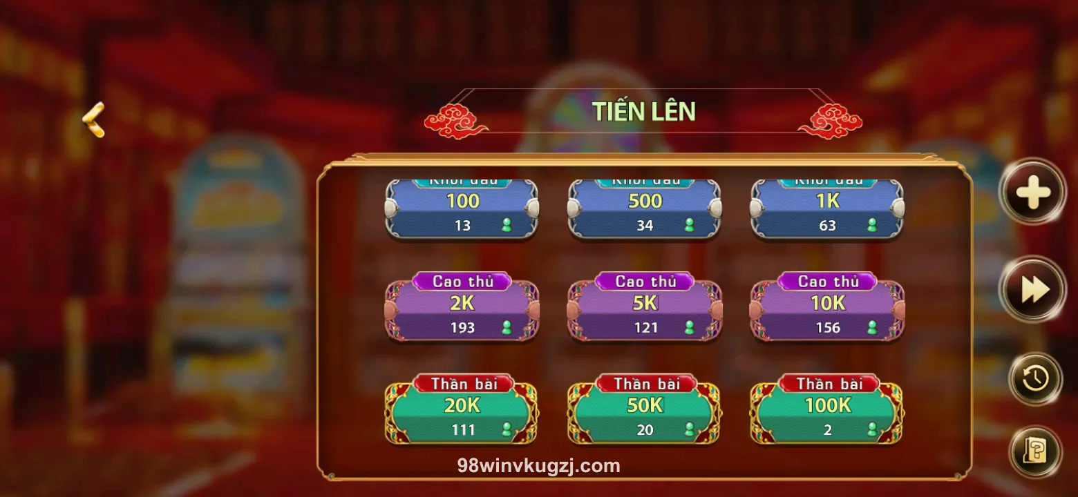 Giao diện trò chơi tại 98win